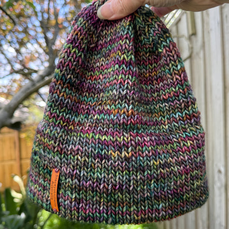 Hand knitted Flecked Merino Beanie, Double Brim extra warm hand knitted