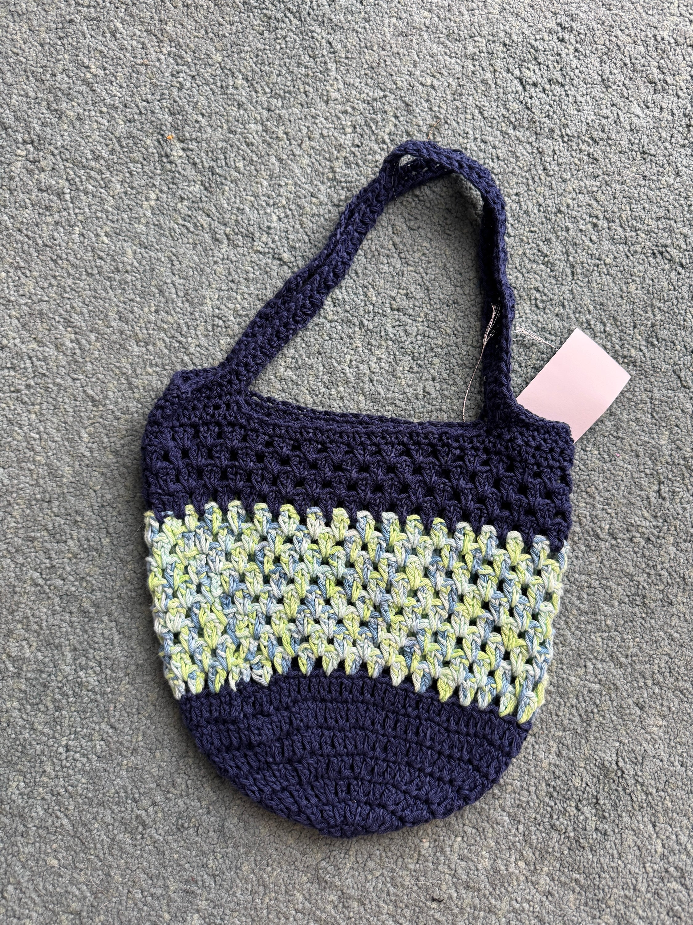 Crochet | Cotton Market Bag | Green/Blue Variegated | Two Options