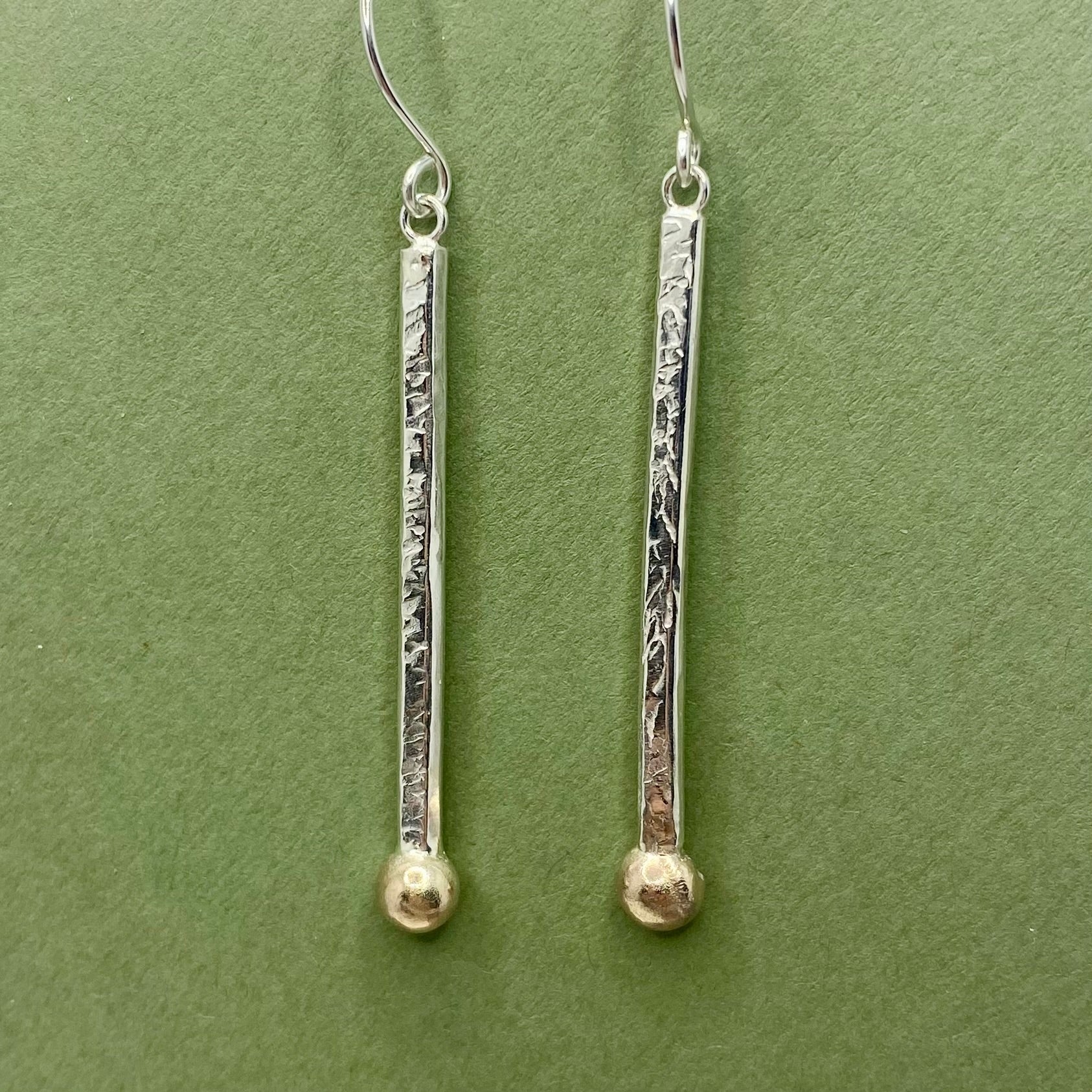 "Strike a Light" Silver and Gold Matchstick Earrings