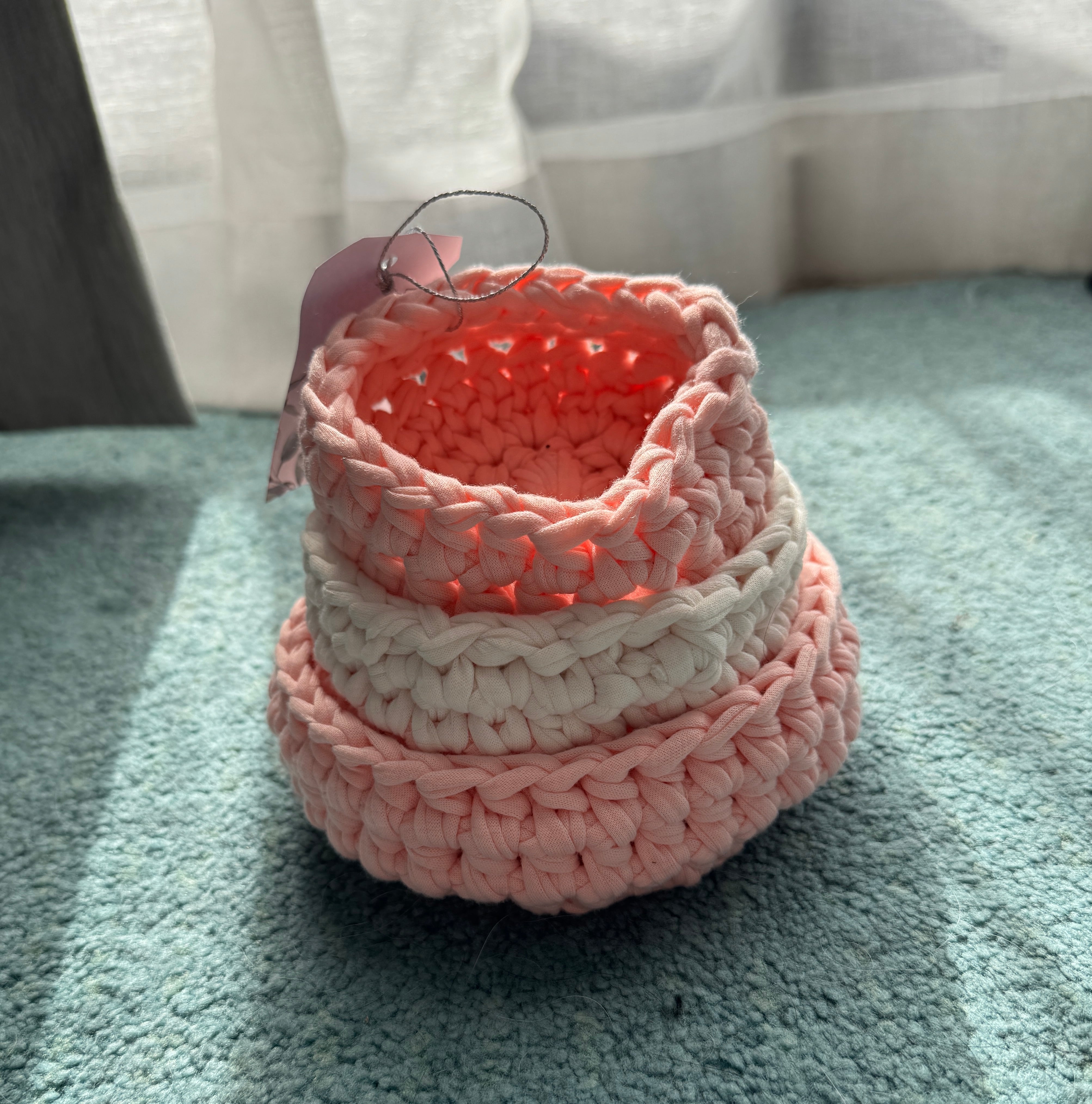 Crochet | Basket / Bowl | Set of 3 | Pink