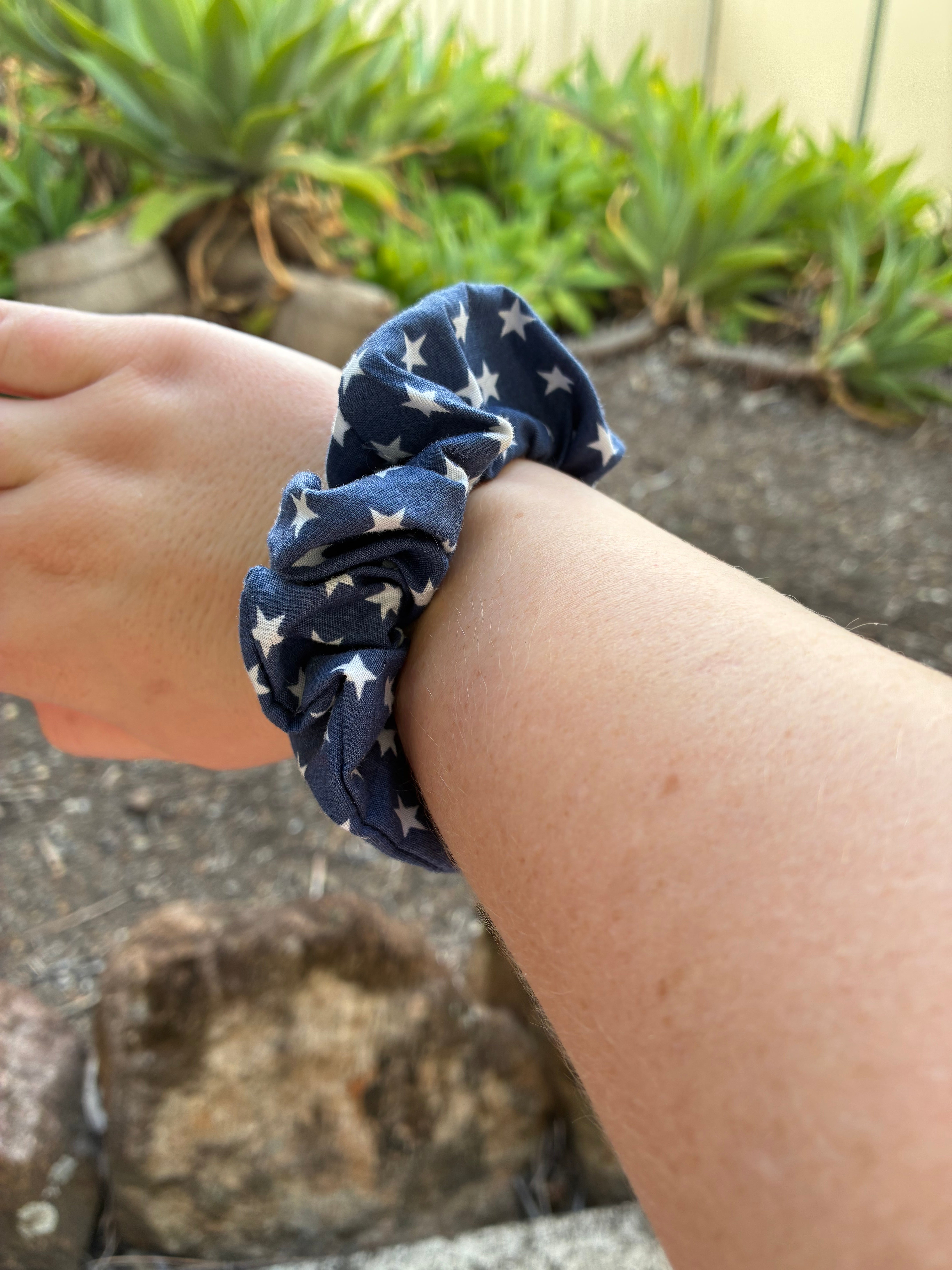 Handmade Fabric Scrunchies: Stars & Leaves Collection