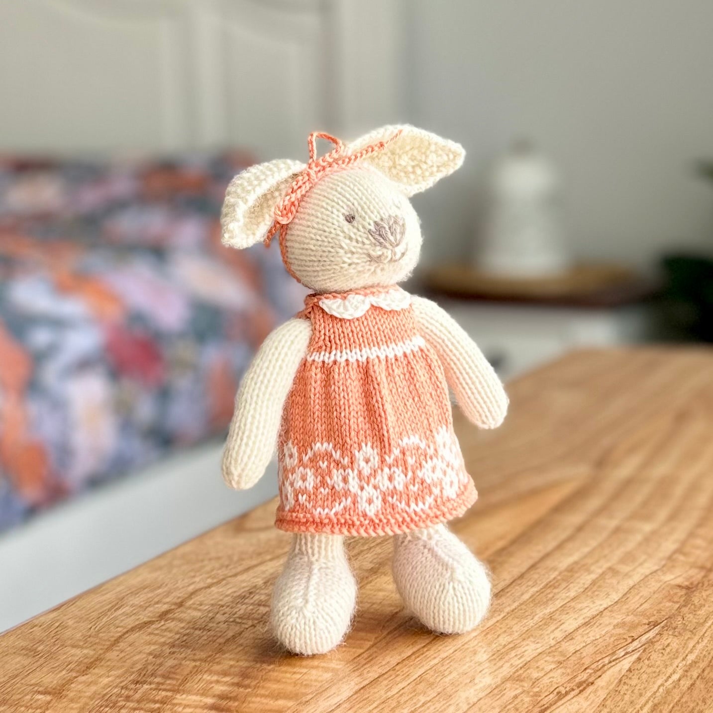 Hand Knit | Alpaca Yarn | Bunny | Cotton Dress | One of a Kind! | Ready to Ship