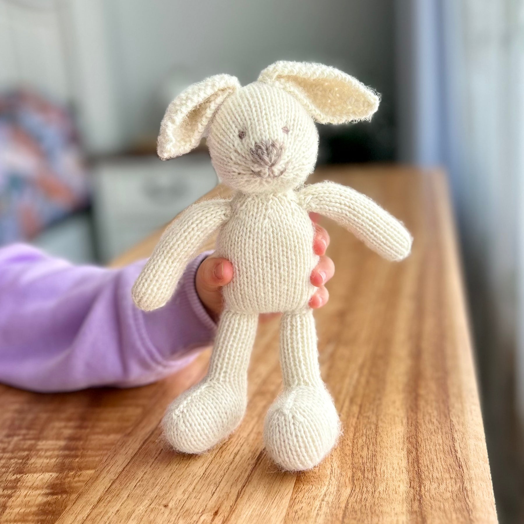 Hand Knit | Alpaca Yarn | Bunny | Cotton Dress | One of a Kind! | Ready to Ship
