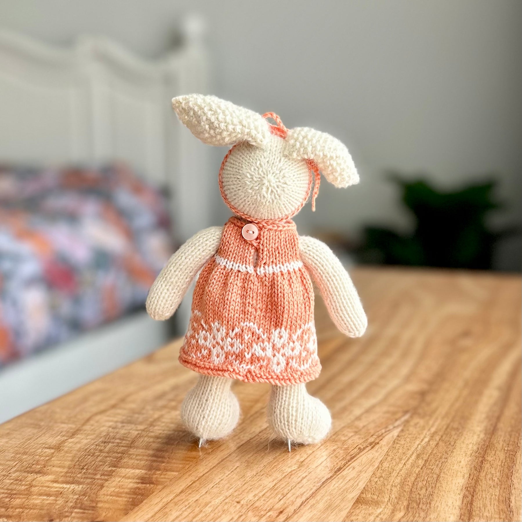 Hand Knit | Alpaca Yarn | Bunny | Cotton Dress | One of a Kind! | Ready to Ship