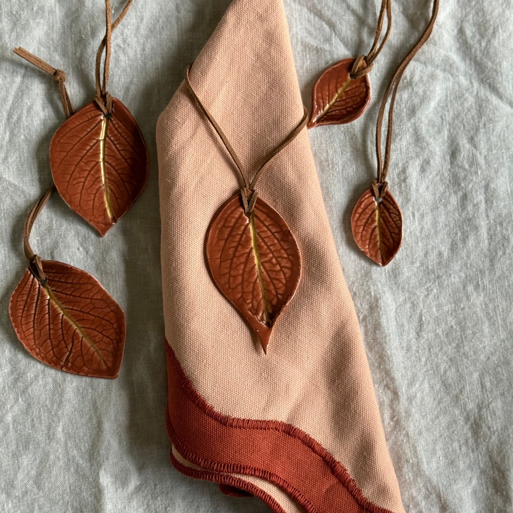 Set of 4 or 6 Ceramic Napkin Rings | Gift Topper | Ornament | Echos of the Garden | Handmade Pottery