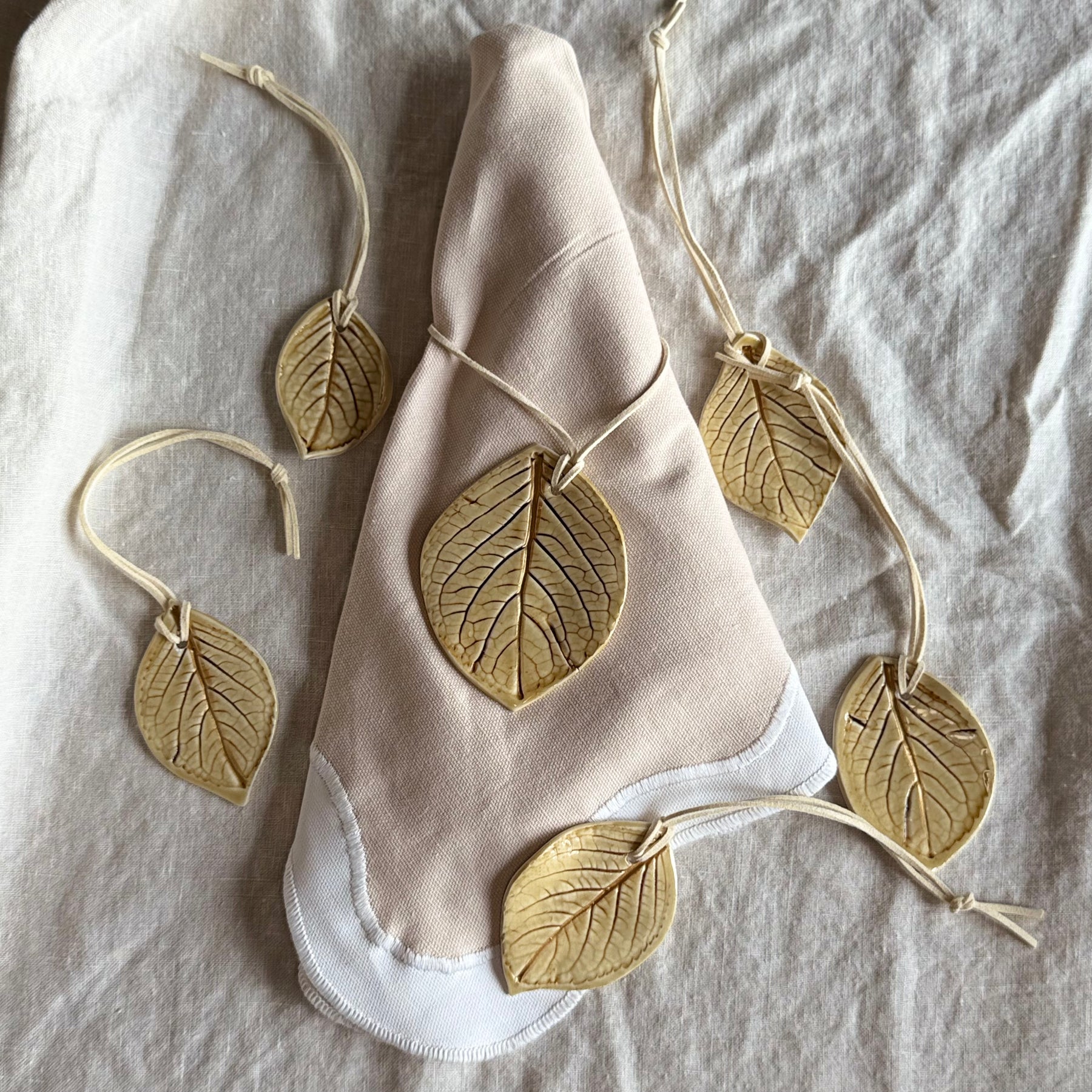 Set of 4 or 6 Ceramic Napkin Rings | Gift Topper | Ornament | Echos of the Garden | Handmade Pottery