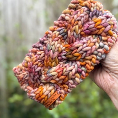 Knitted Headband, Colorful Cable Peruvian Merino Headband