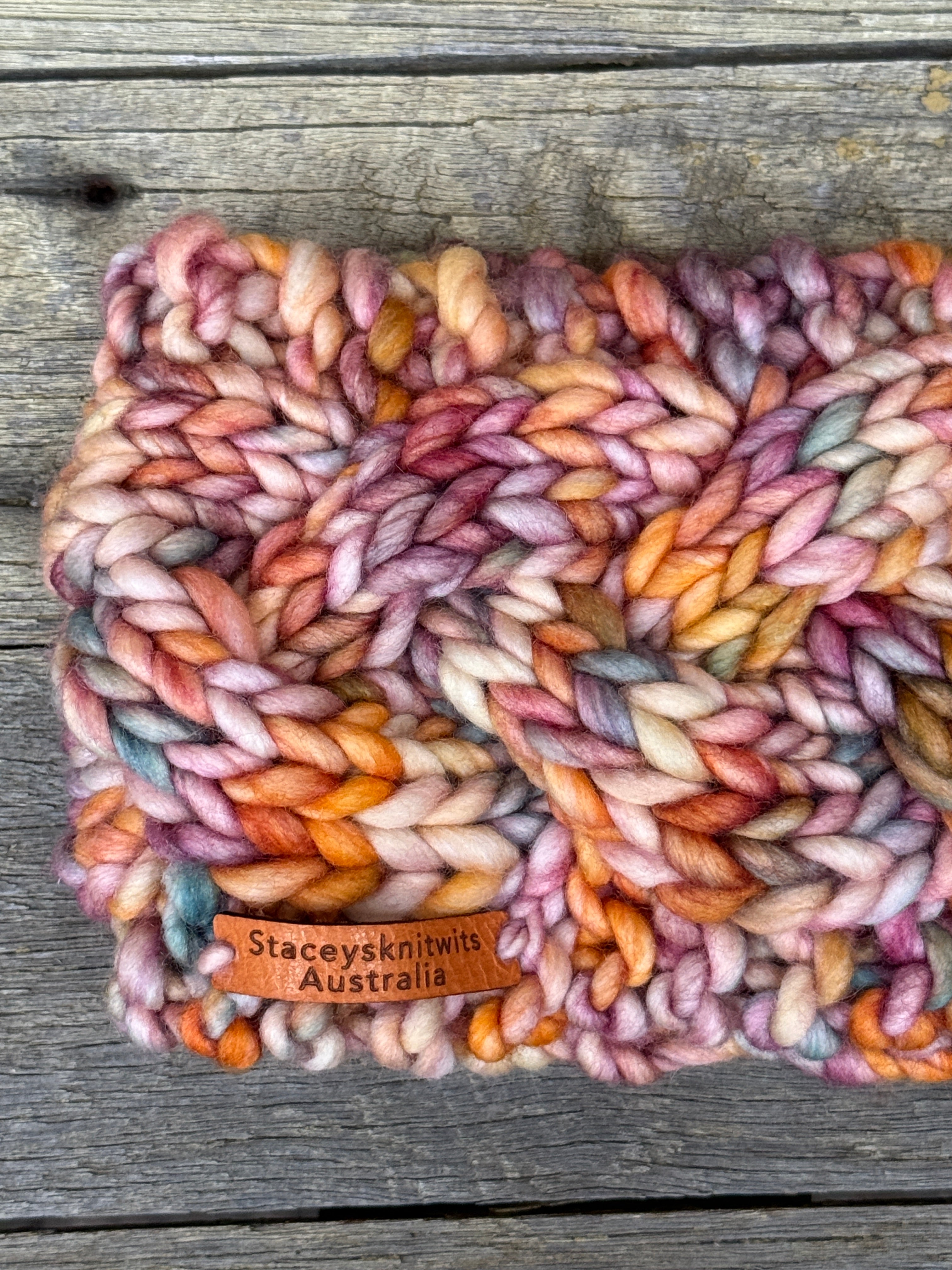 Knitted Headband, Colorful Cable Peruvian Merino Headband