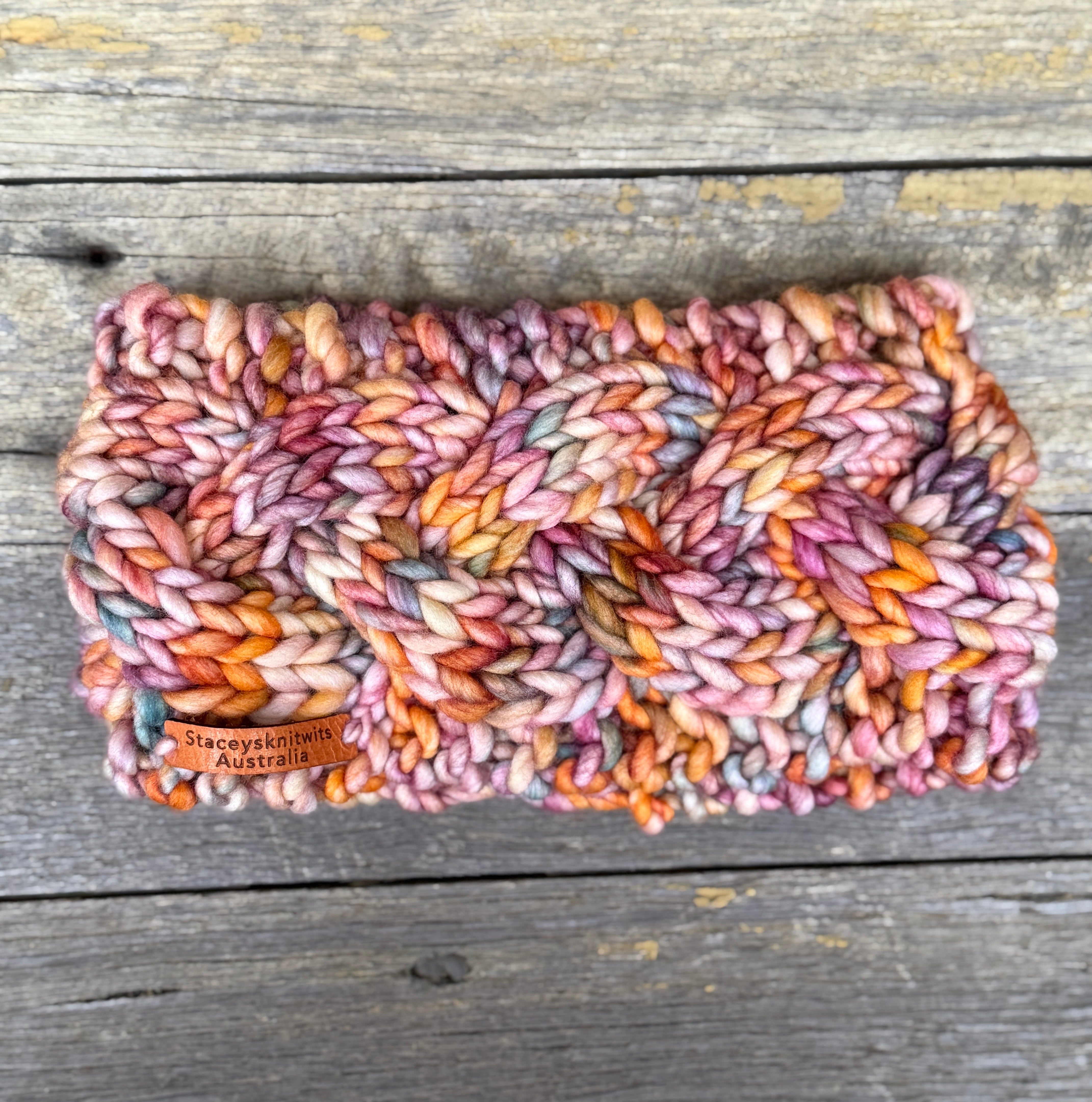 Knitted Headband, Colorful Cable Peruvian Merino Headband