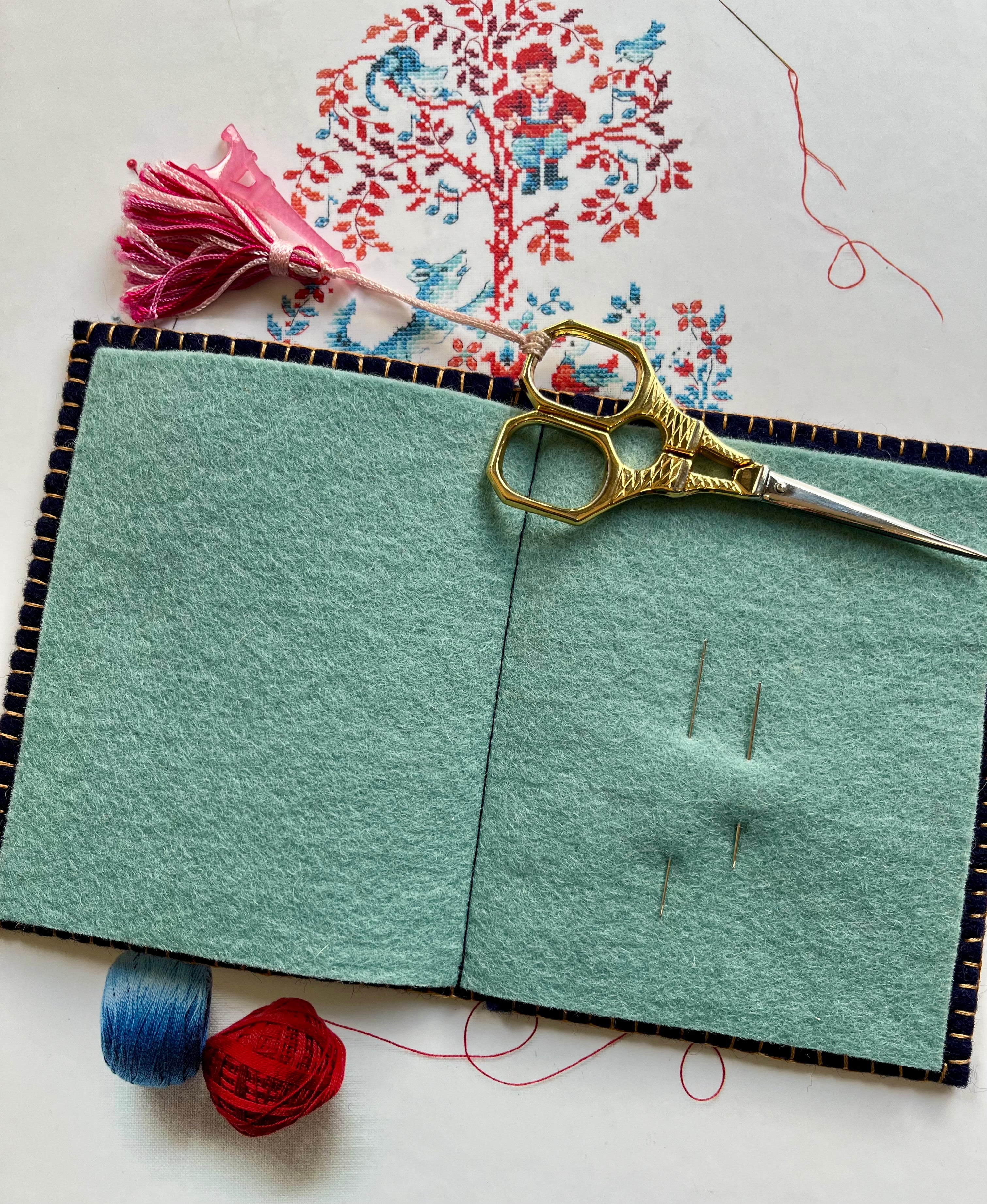 Hand Embroidered Merino Wool Felt Needle Book