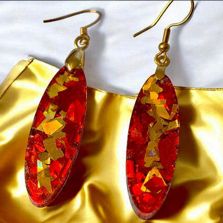 Gold Flame Dangle Earrings