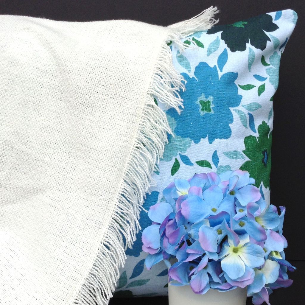 Blue and Green Floral Cushion Cover- Botanical Home Décor 45x45cm
