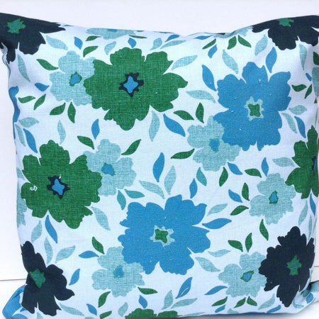 Blue and Green Floral Cushion Cover- Botanical Home Décor 45x45cm