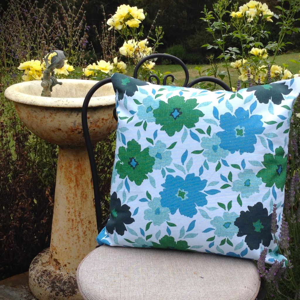Blue and Green Floral Cushion Cover- Botanical Home Décor 45x45cm