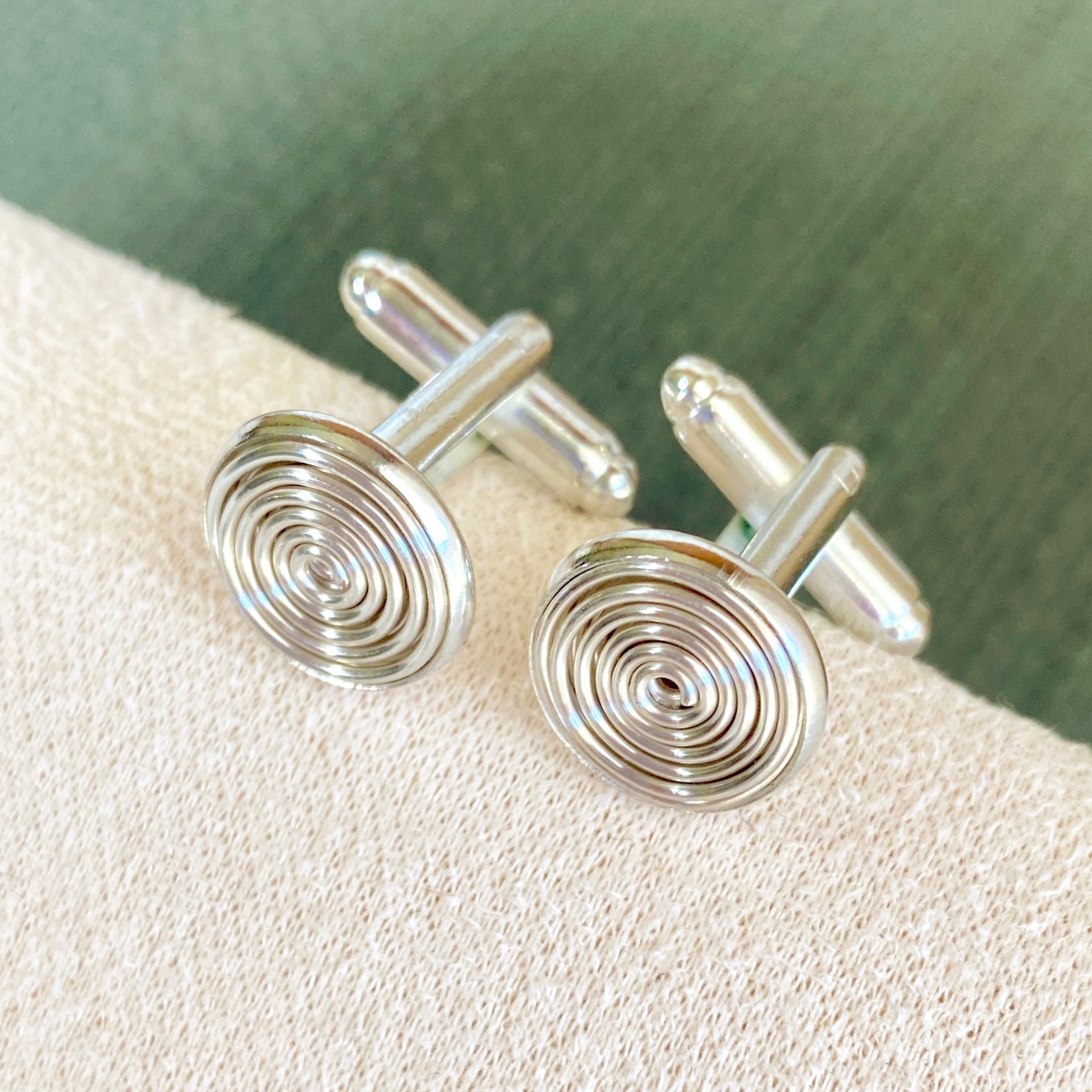 Wire spiral toggle cufflinks | Silver or Gold spiral | Gift Boxed | Gift for Men, Groomsman| Celtic-inspired