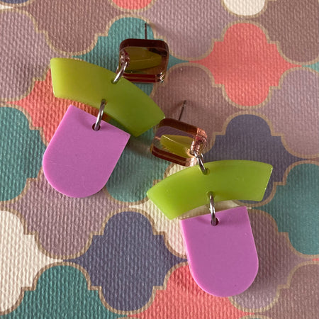 Musk pink & light green earrings