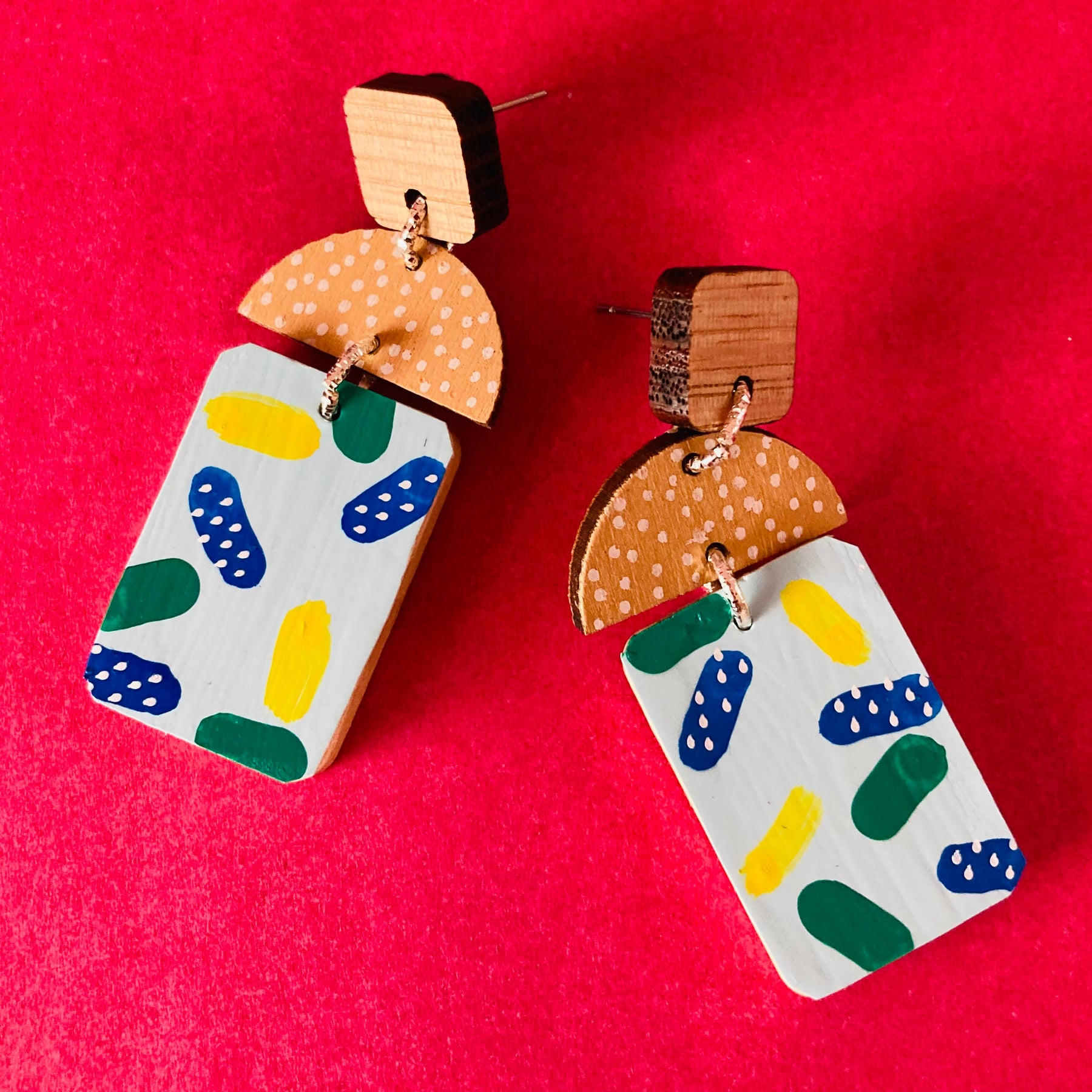 Handpainted dots and dashes earrings