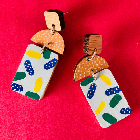 Handpainted dots and dashes earrings
