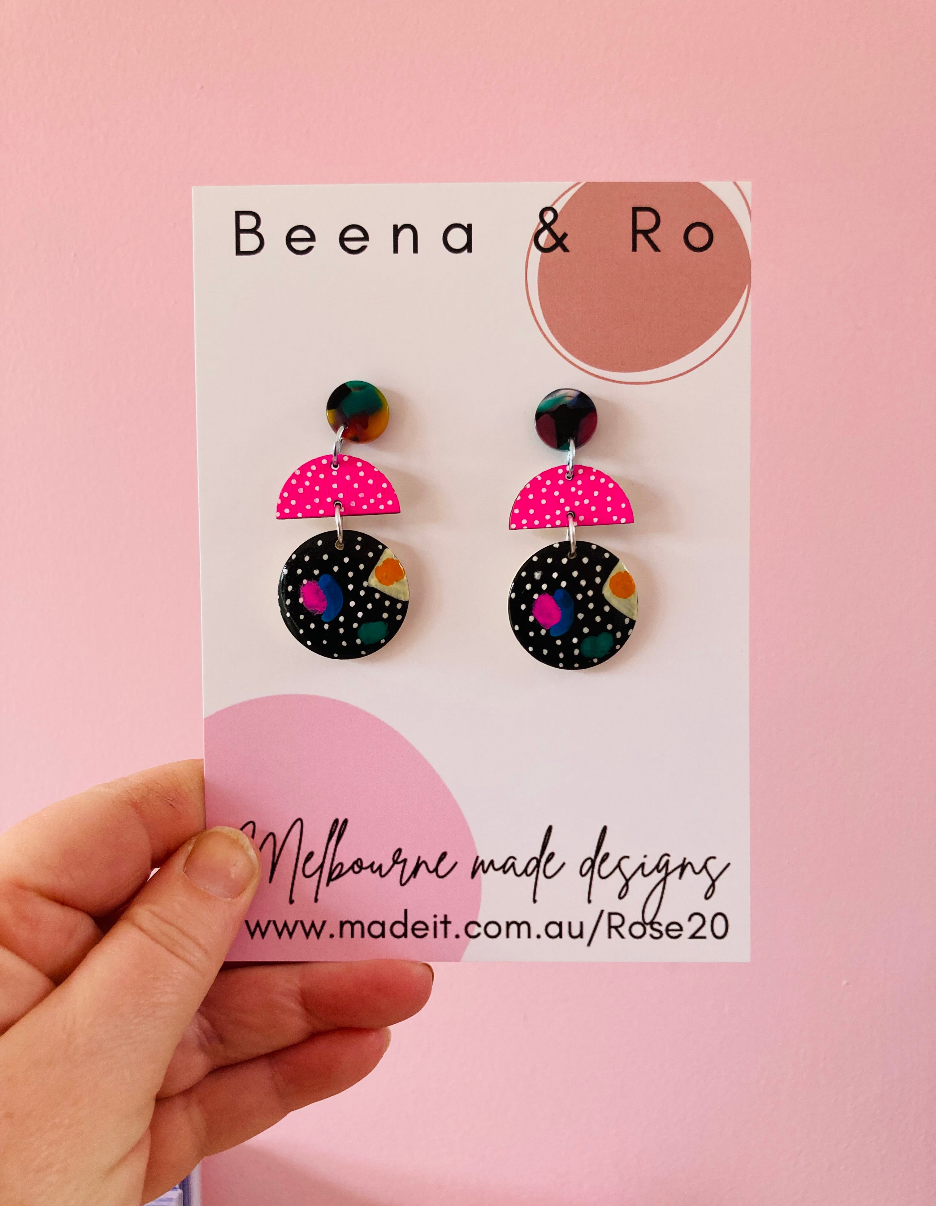 Hand painted timber earrings