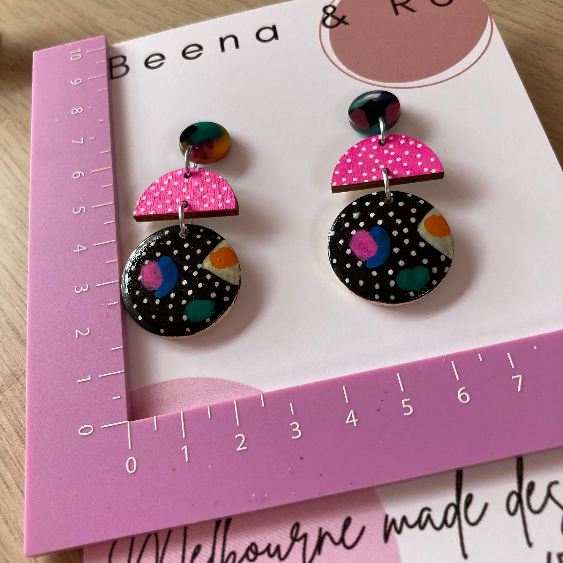 Hand painted timber earrings