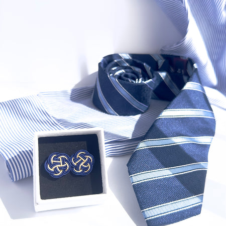 Handmade Japanese Mizuhiki Plum Knot Cufflinks – Symbolic Gift for Him, Custom Colours Available for Your School or Corporate Colours