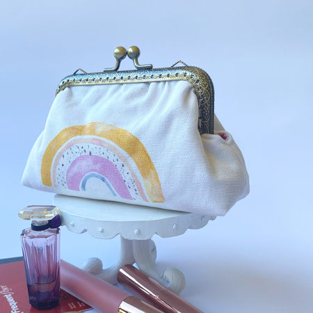 Small coin or cosmetic purse - pastel rainbows