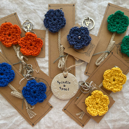 Handspun Crocheted Bookmark & Keyring Set