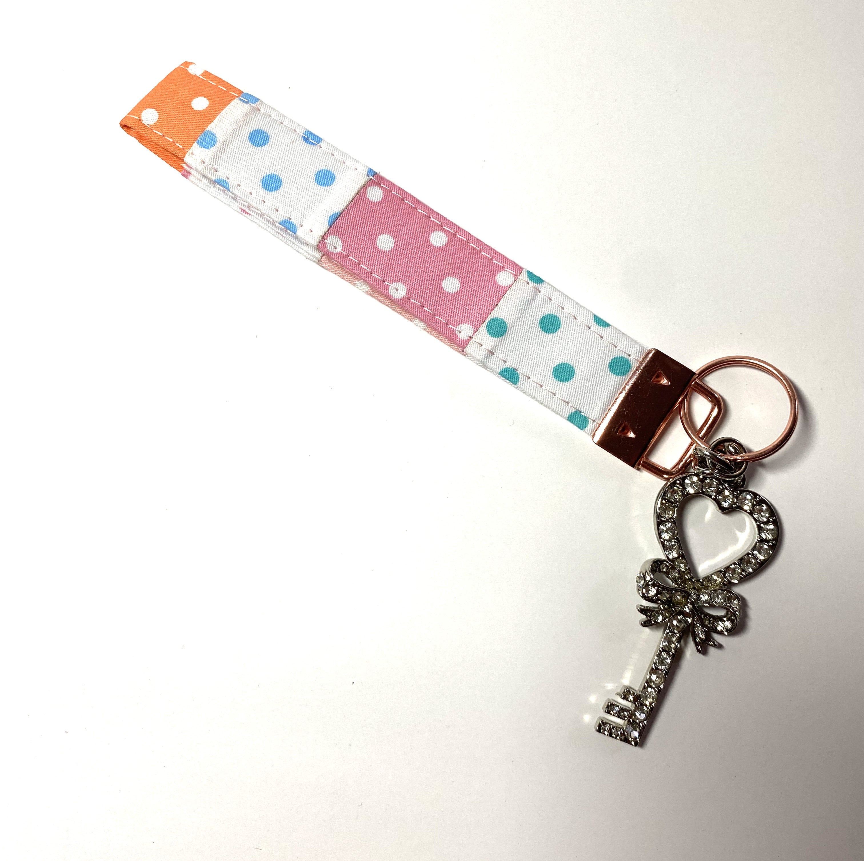 Key fob / wristlet - polka dots
