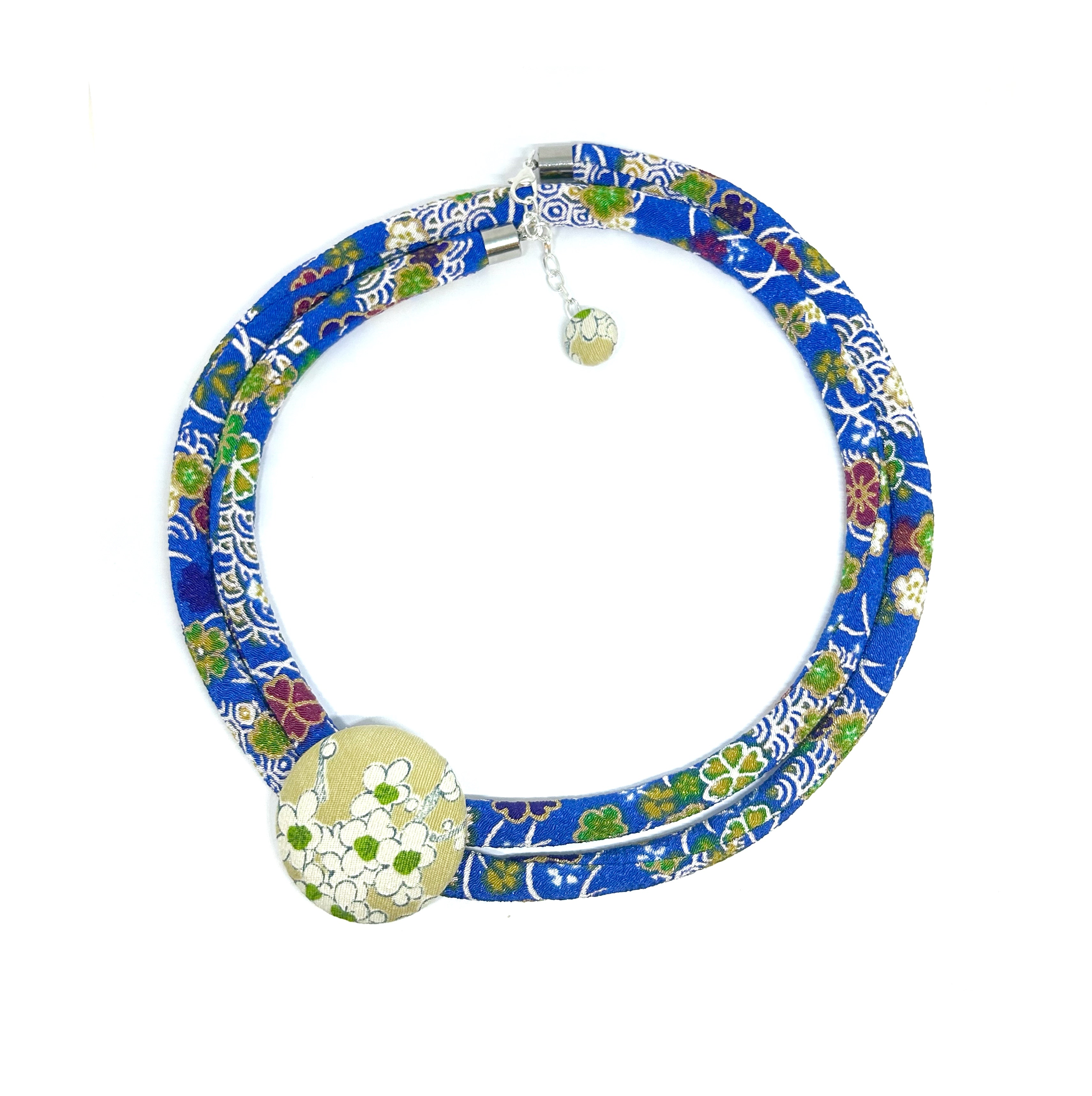 Kimono Cord Necklace - Blue and Green