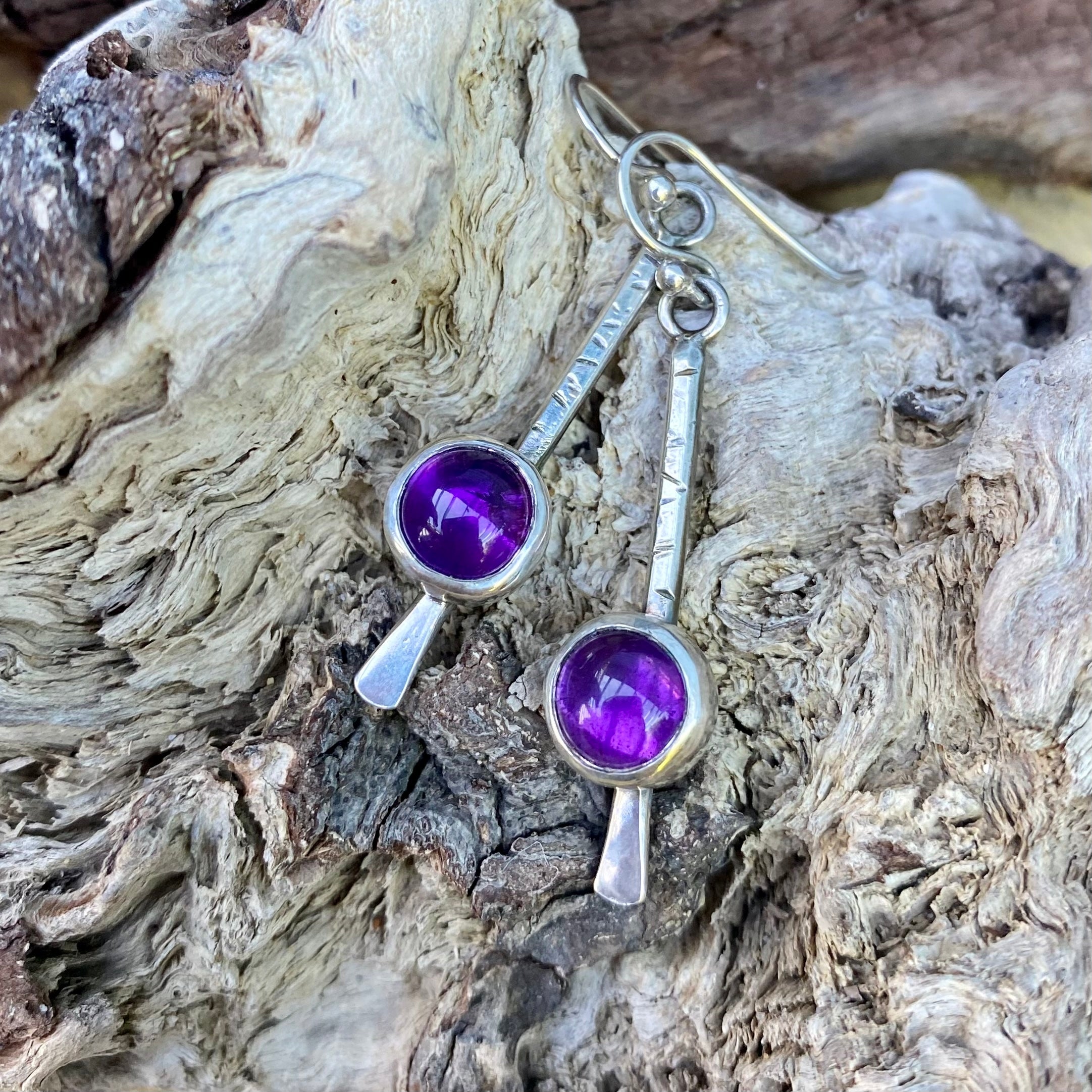 Amethyst and Sterling Silver Dangles