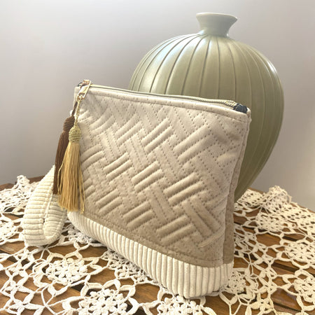 Velvet clutch purse - stone