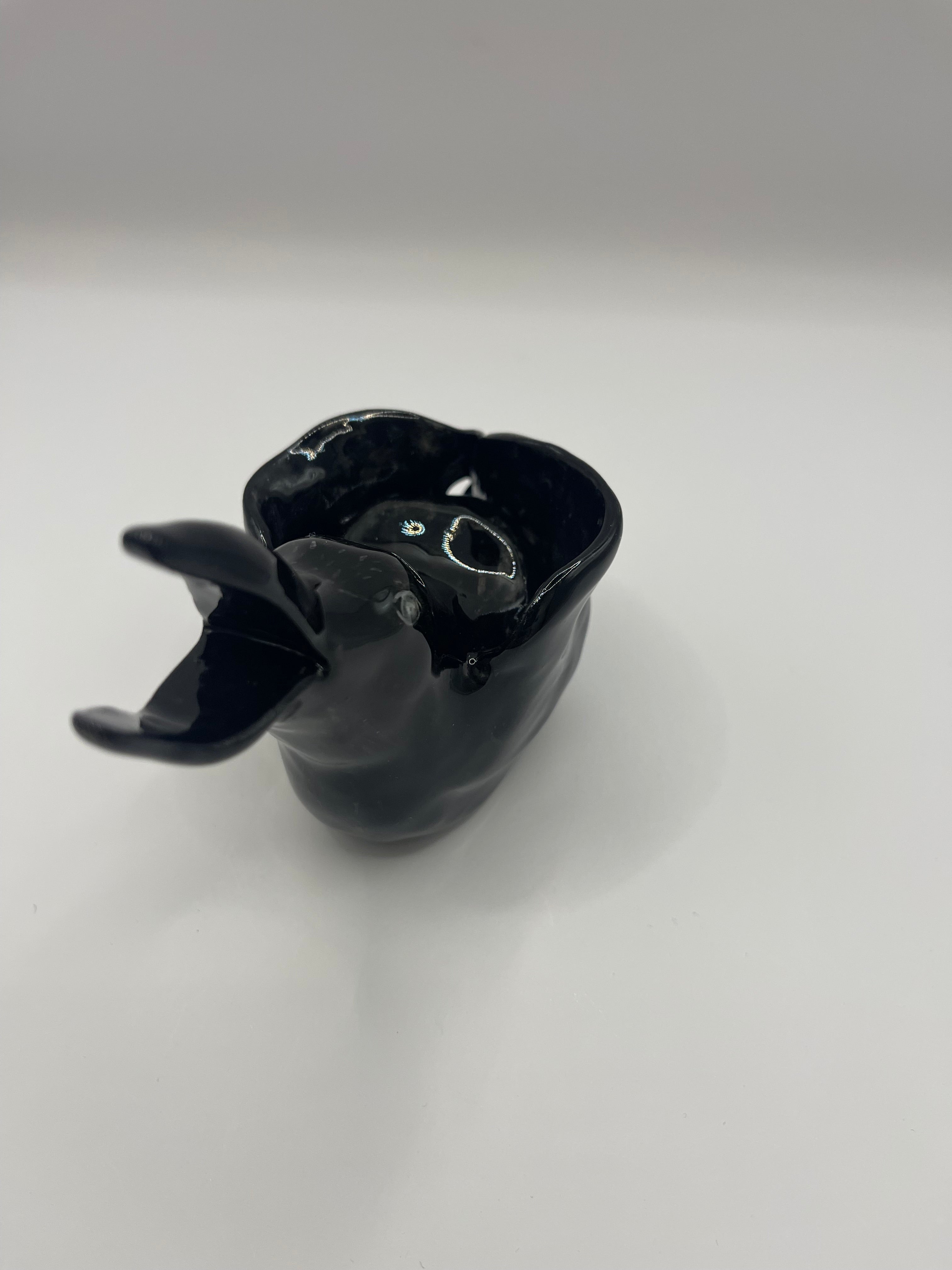 Handmade Porcelain Black Crow Desk Buddy – Multipurpose Holder