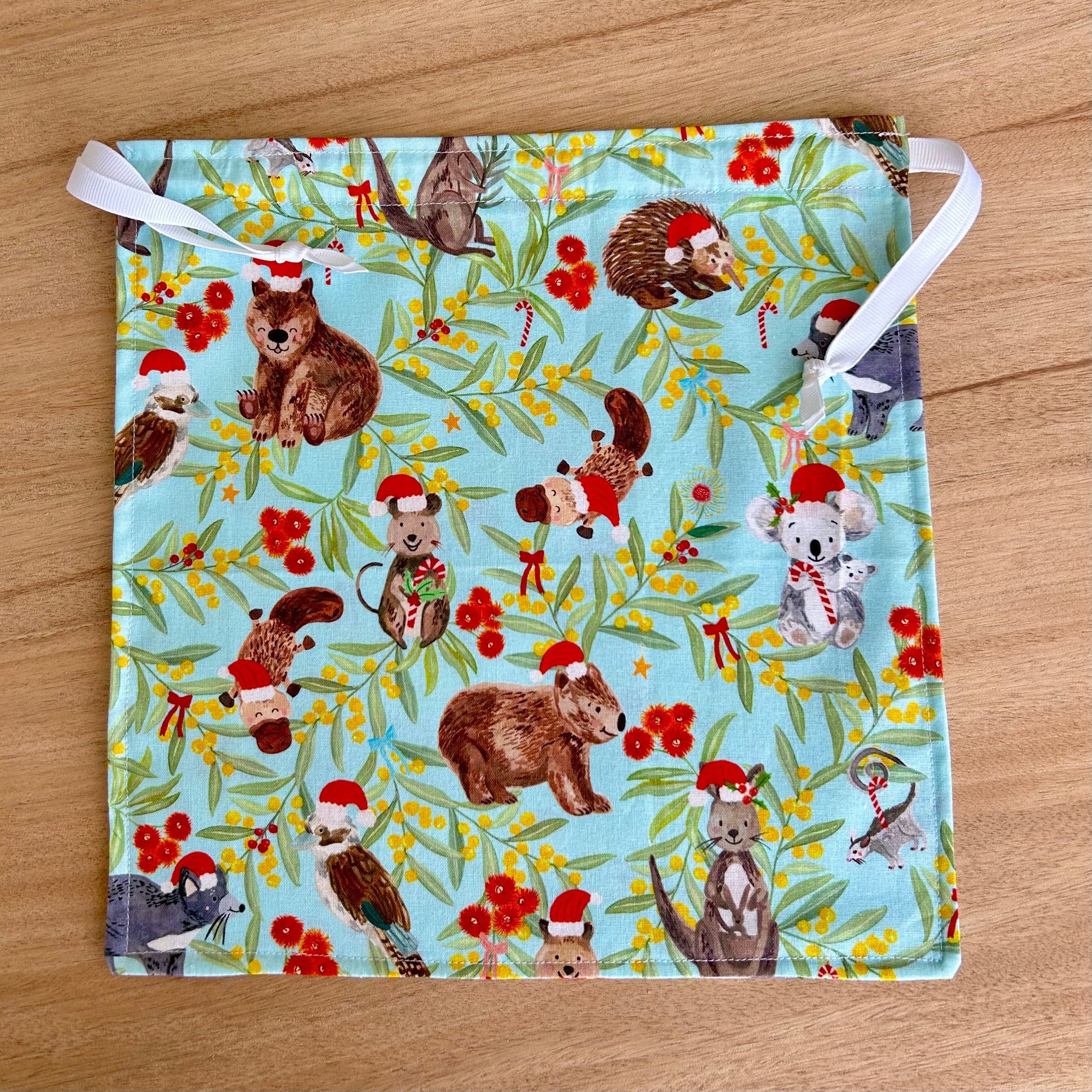 Eco Friendly | Handmade Australian | Christmas Animal | Drawstring Bags
