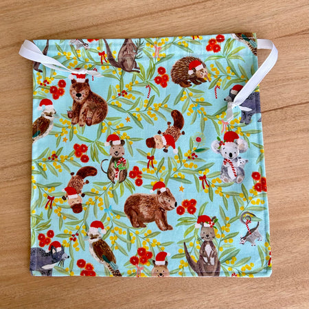 Eco Friendly | Handmade Australian | Christmas Animal | Drawstring Bags