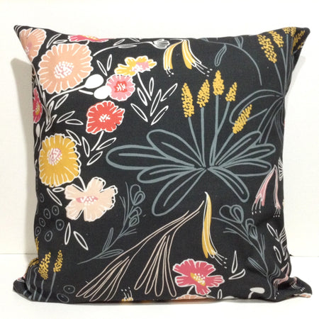 Grey floral cushion cover-Home decor
