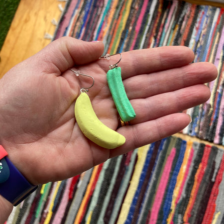 Green musk stick / banana earrings