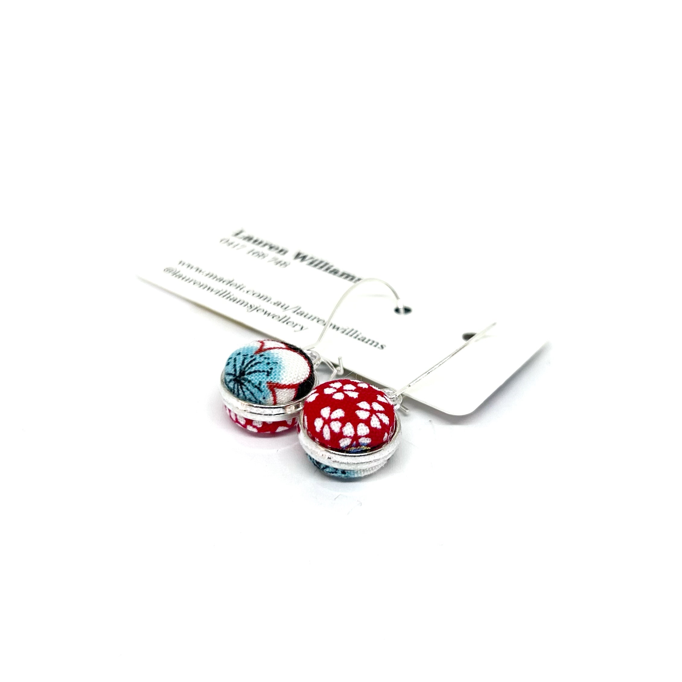 Double Sided Earrings Aqua and Red