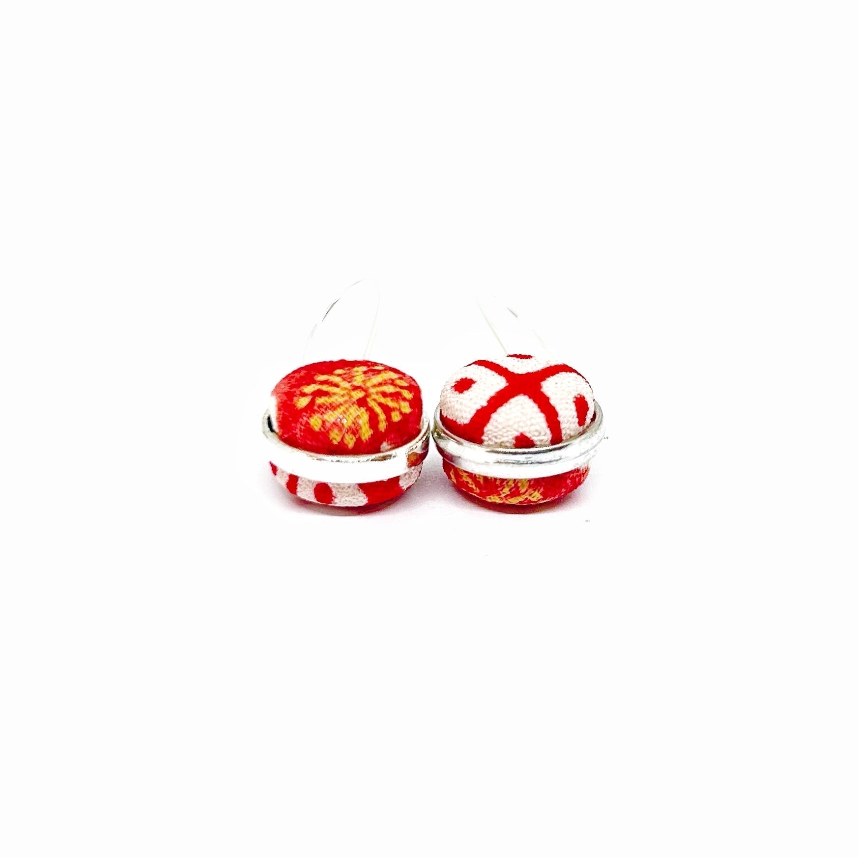 Double Sided Fabric Button Earrings
