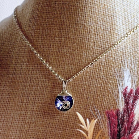 Tanzanite purple crystal pendant | silver chain necklace | December birthstone gift