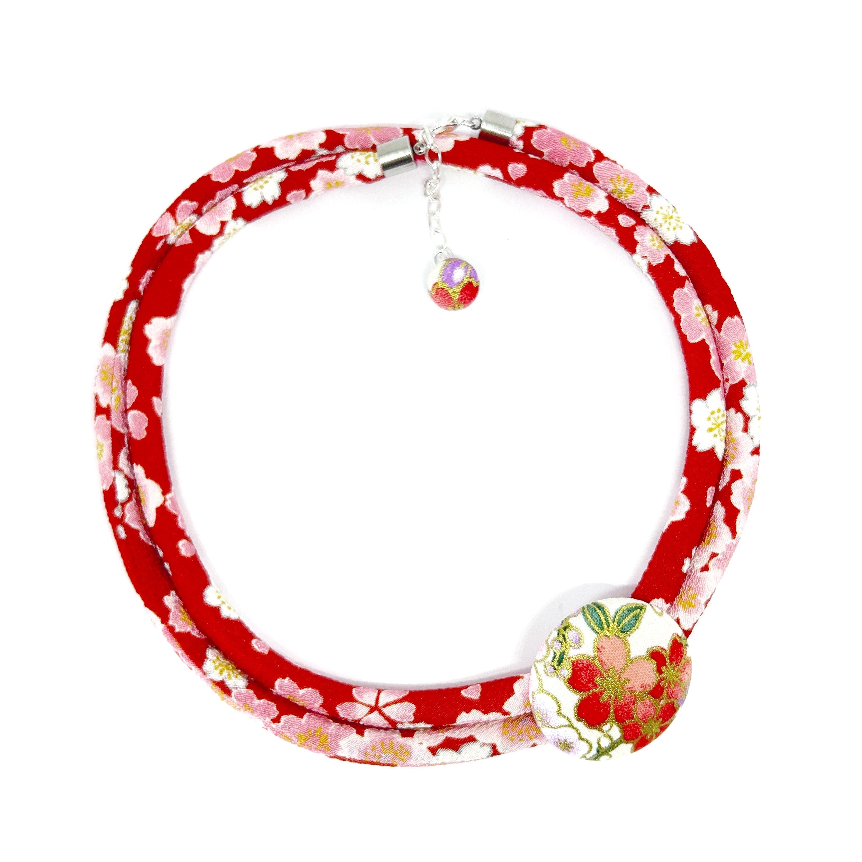 Kimono Cord Necklace - Pink Blossom