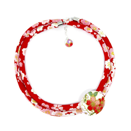 Kimono Cord Necklace - Pink Blossom