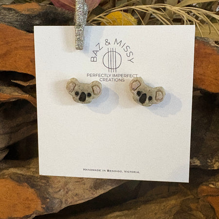 Koala studs | Handmade and Hand Painted Koala Studs