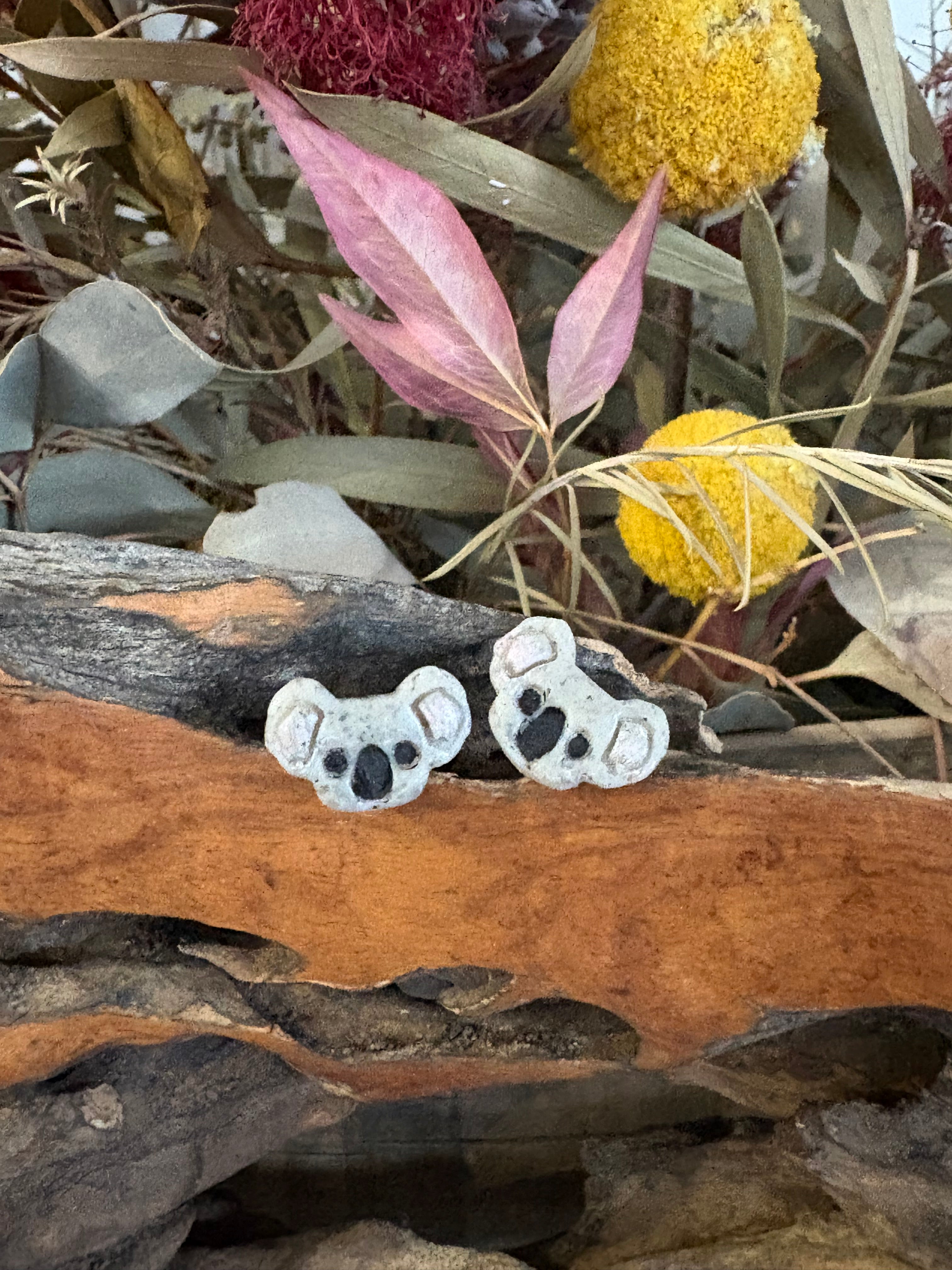 Koala studs | Handmade and Hand Painted Koala Studs