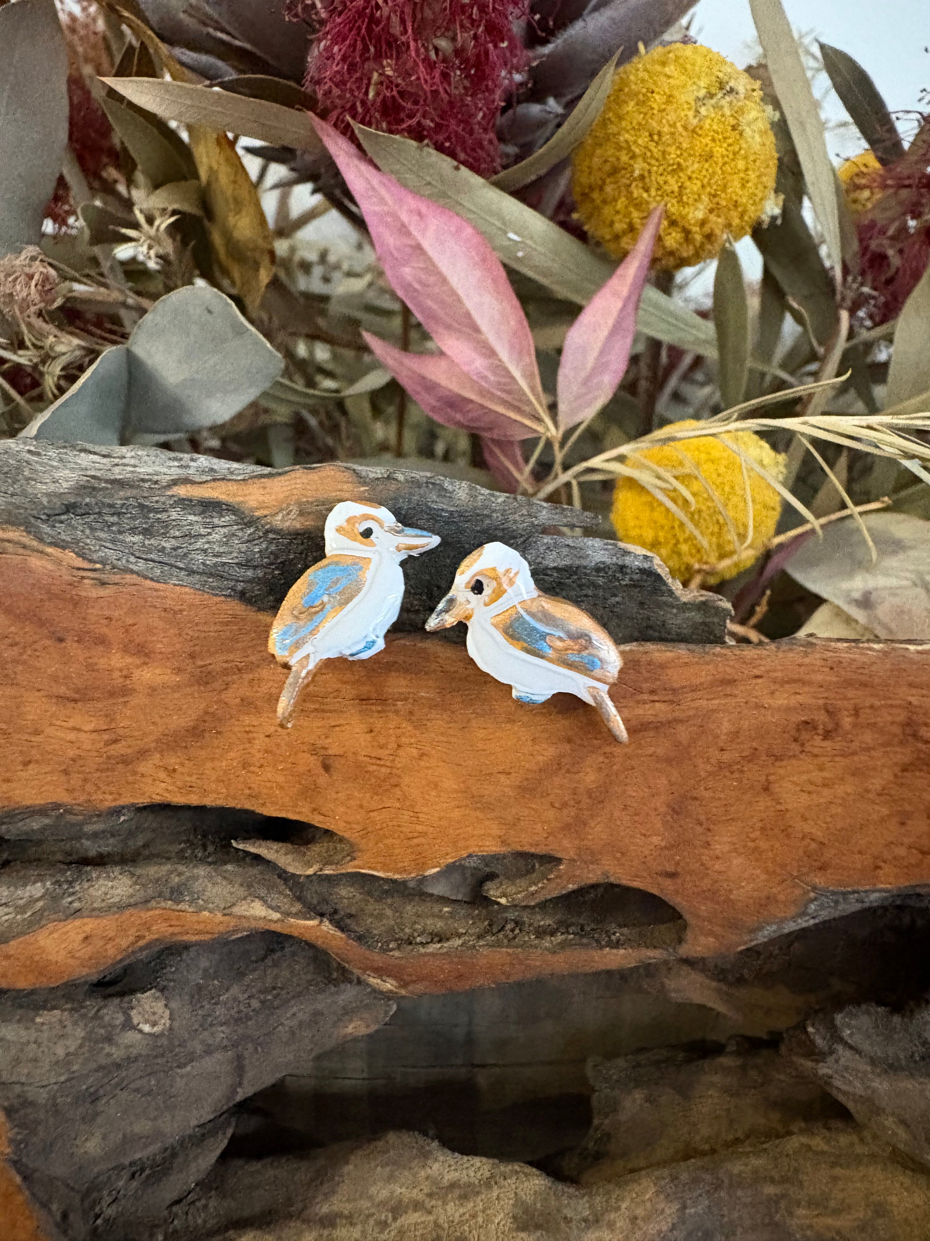 Kookaburra studs | Handmade and Hand Painted Kookaburra Studs