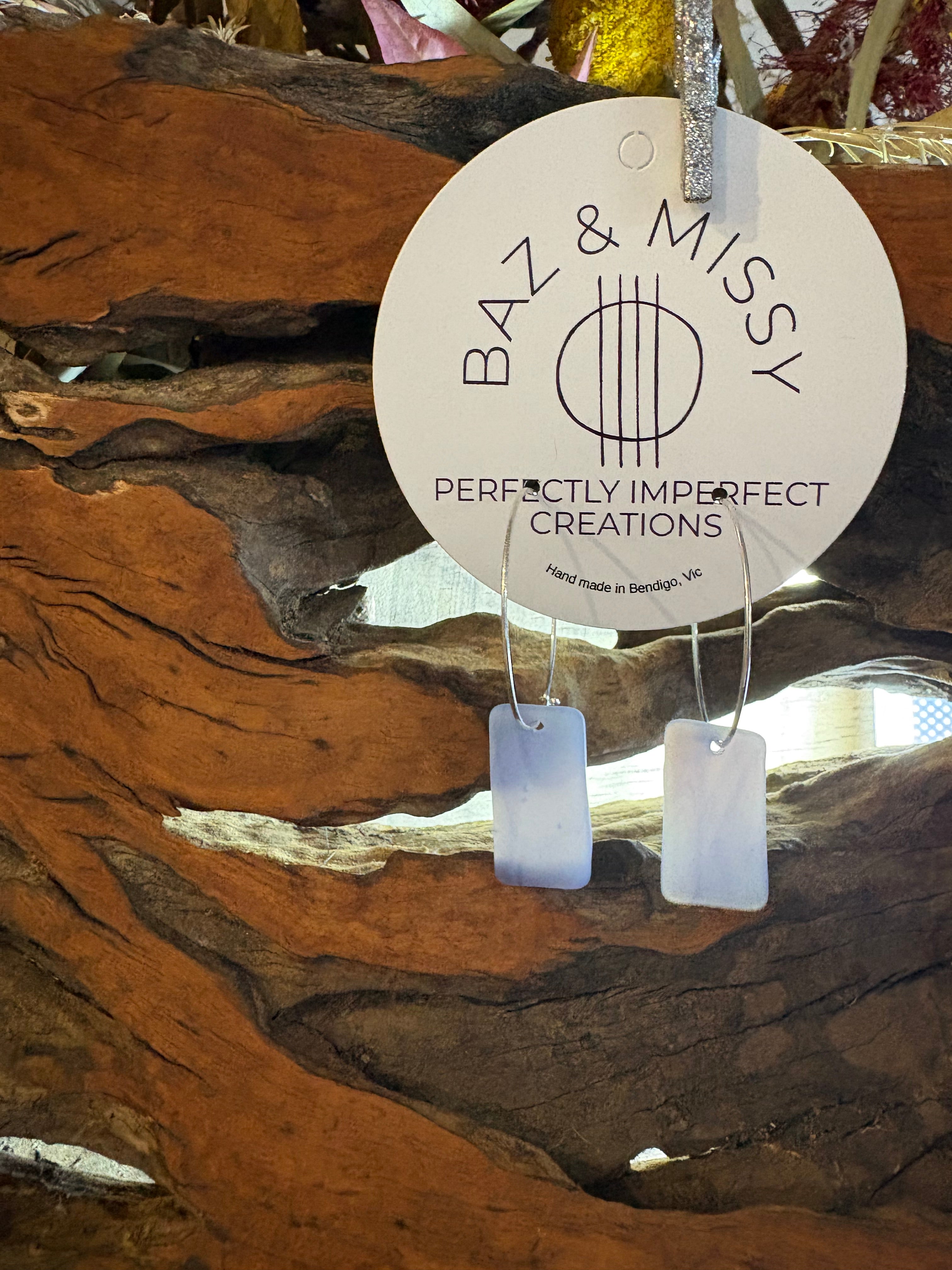 Tumbled glass hoop earrings | LED Light Glass Handmade Earrings