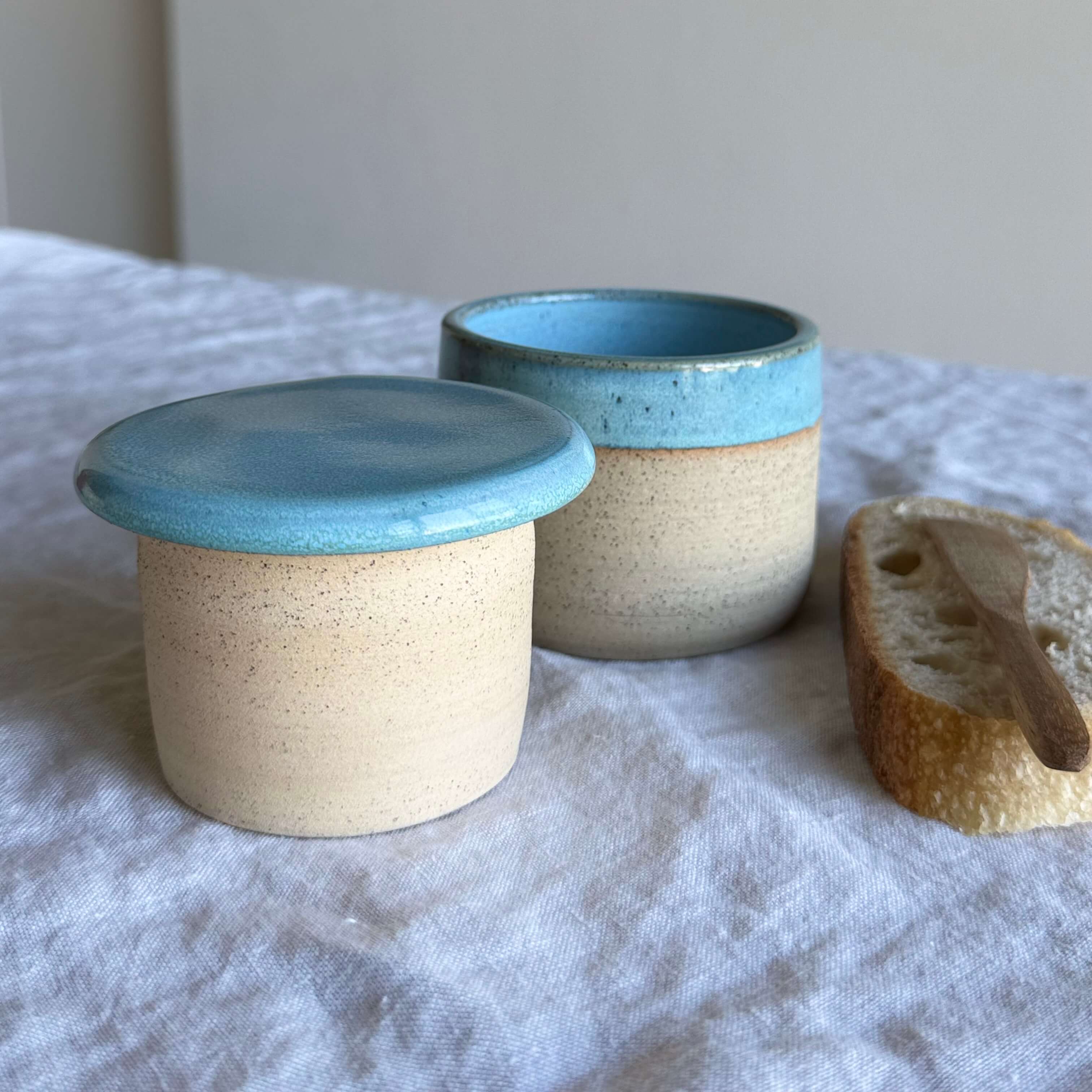 French Butter Keeper with Wooden Knife | Wheel Thrown Ceramic