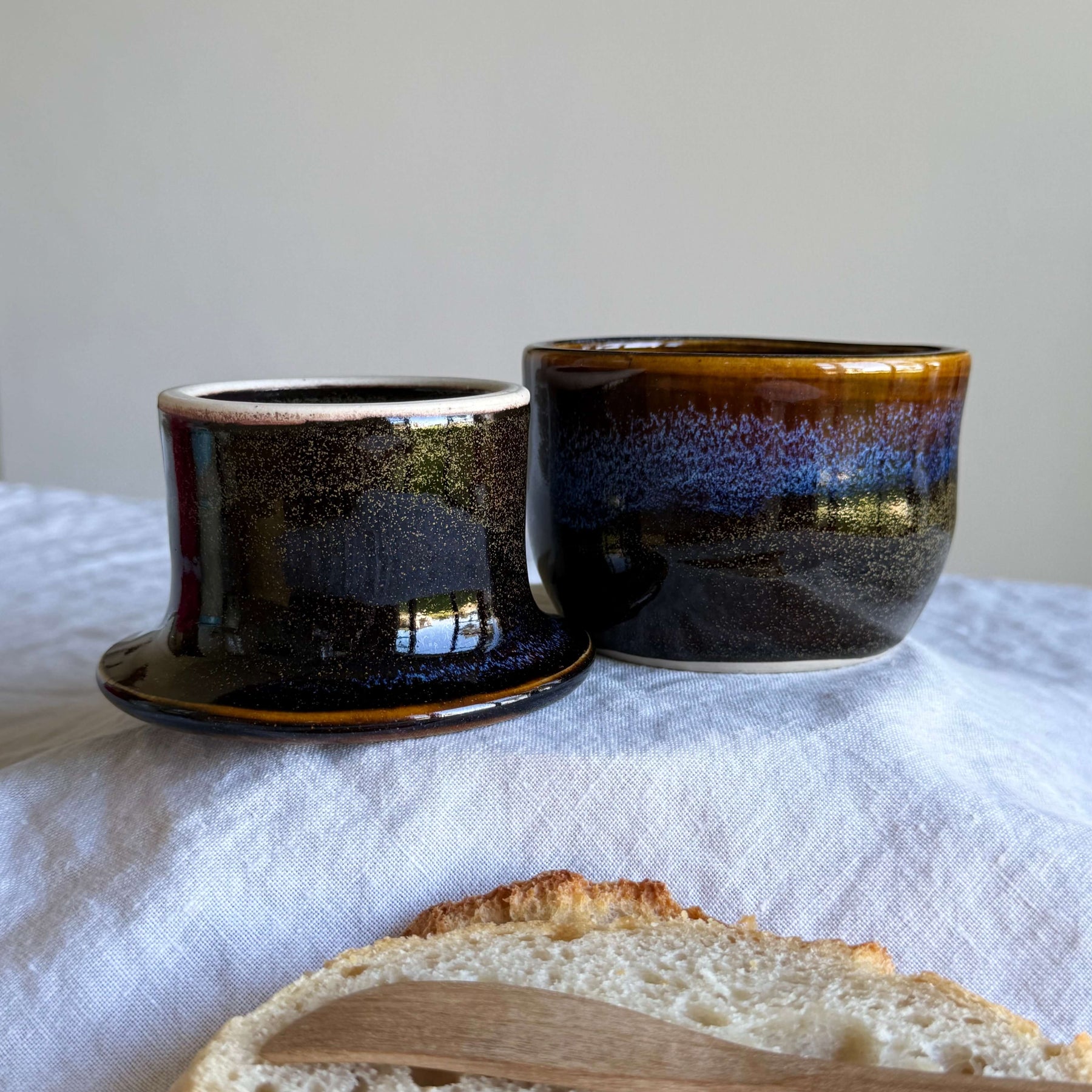 French Butter Keeper with Wooden Knife | Wheel Thrown Ceramic