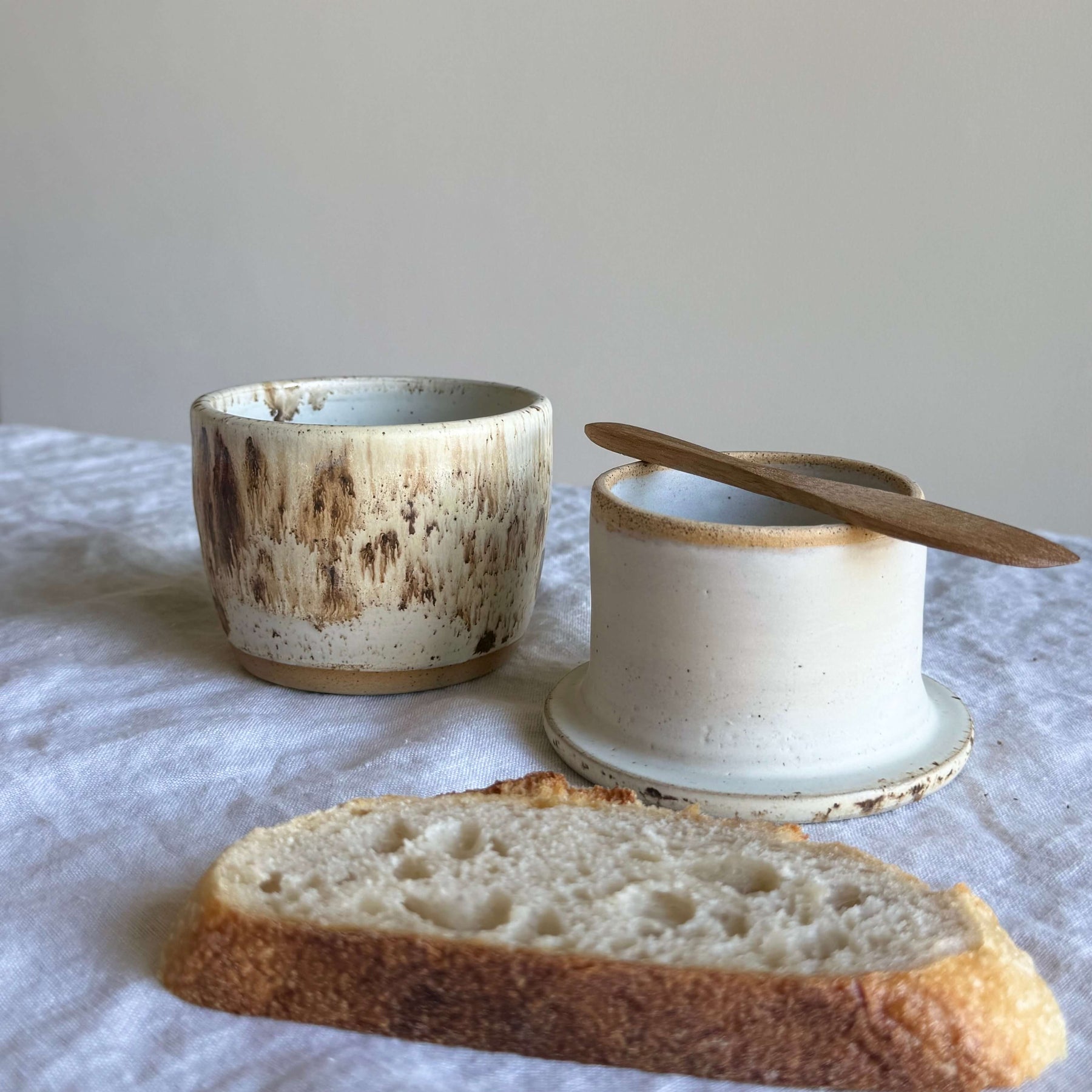French Butter Keeper with Wooden Knife | Wheel Thrown Ceramic