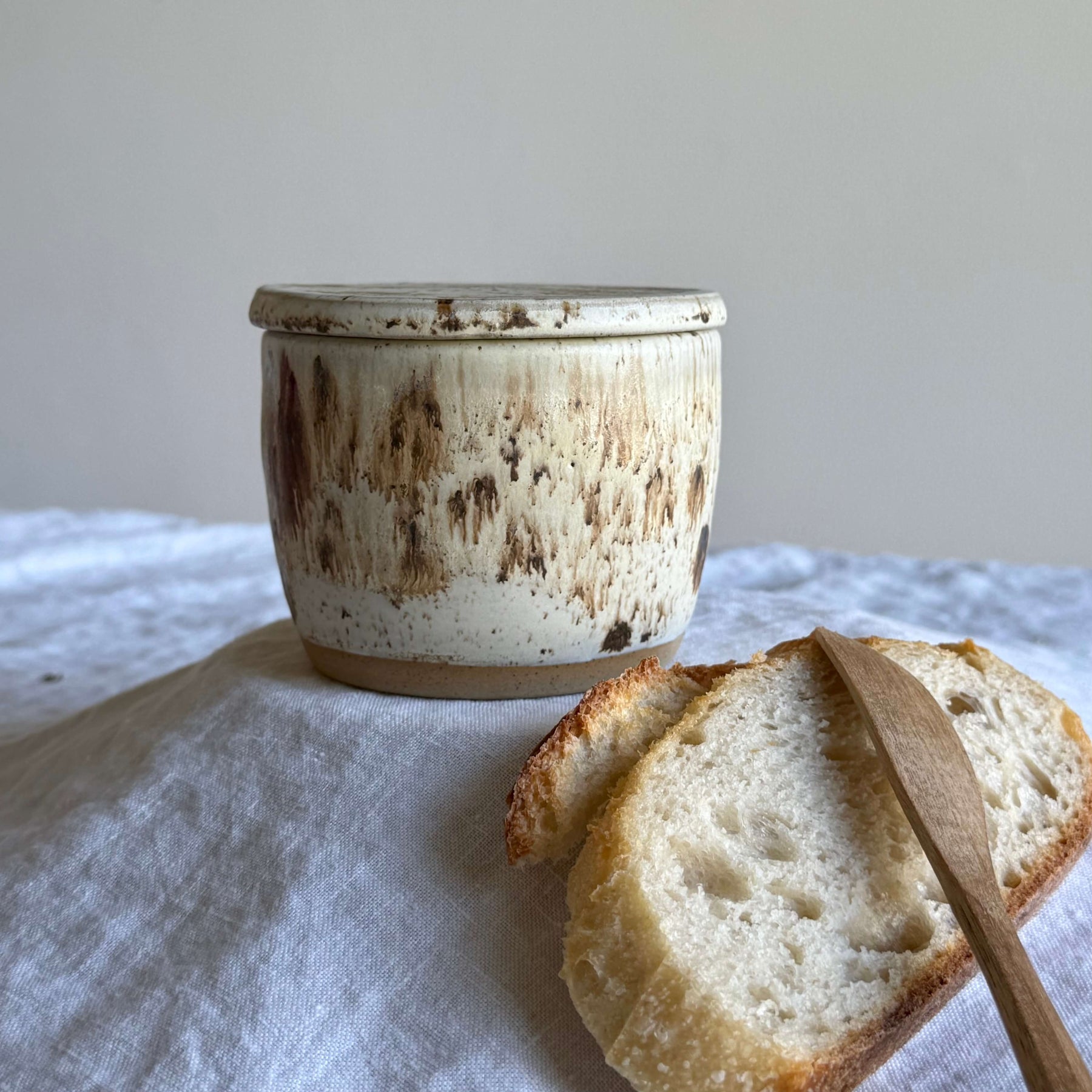 French Butter Keeper with Wooden Knife | Wheel Thrown Ceramic