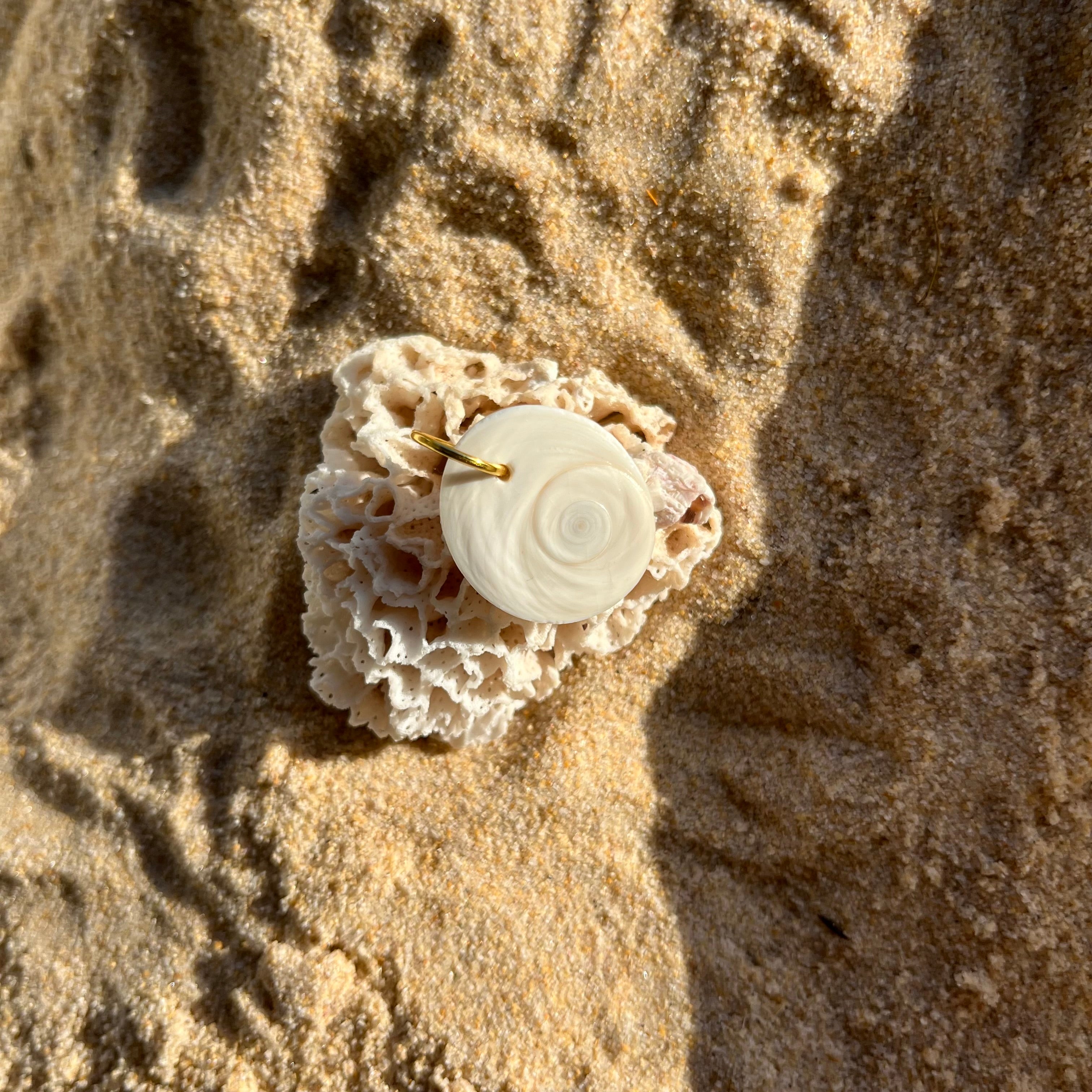 Round Swirl Shell Pendant Natural Coastal Jewellery